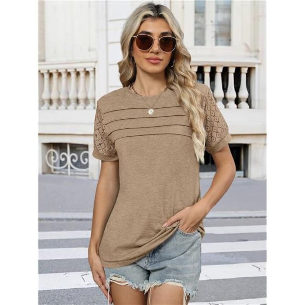 2PCS Womens Tops Casual Crewneck - Picture 3 of 6